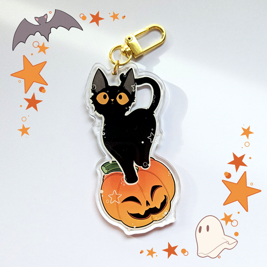 🎃 Halloween Edition 2025: Black Cat Acrylic Keychain 🎃